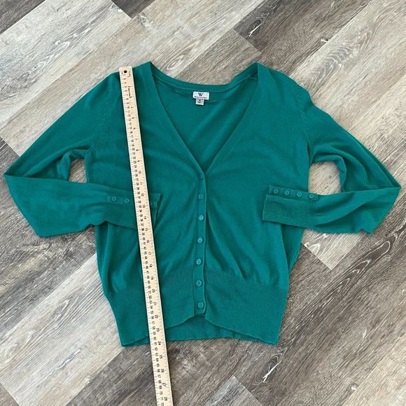 Worthington button front sweater cardigan green size medium - Picture 5 of 9